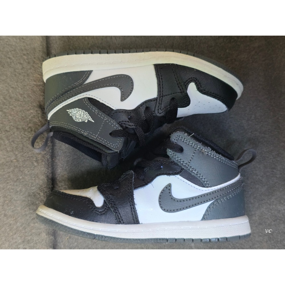 Nike Air Jordan 1 Mid Shadow White Black Grey DQ8425-001 Kids 9C